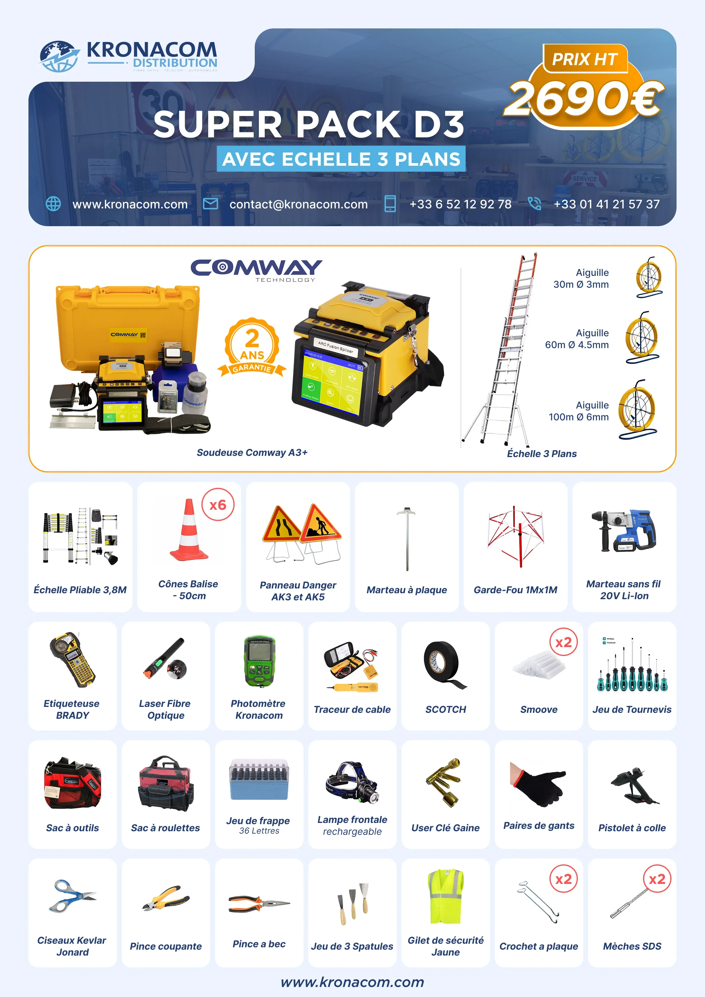 Super Pack D3 avec soudeuse COMWAY A3+ avec ECHELLE 3 PLANS